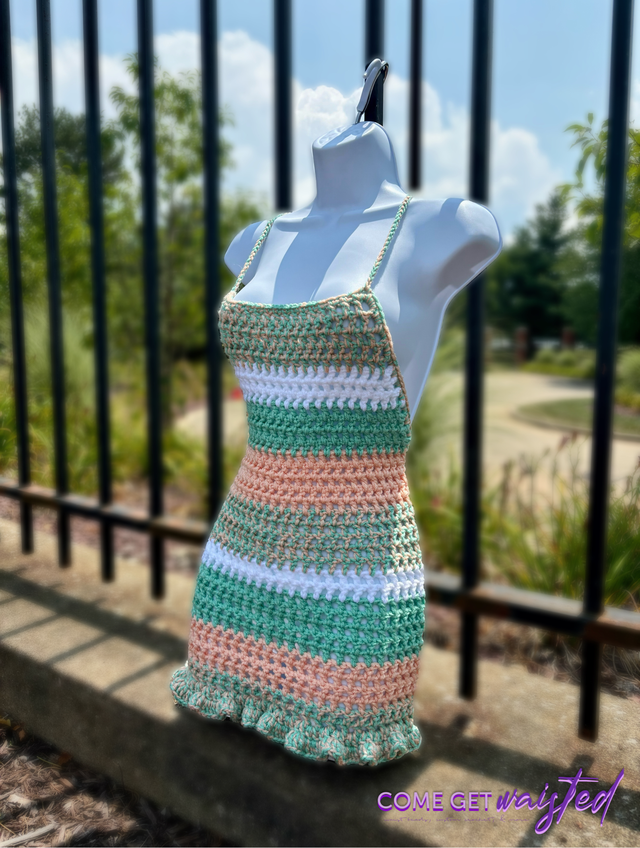 Mesh Ruffle Strap-Up Dress